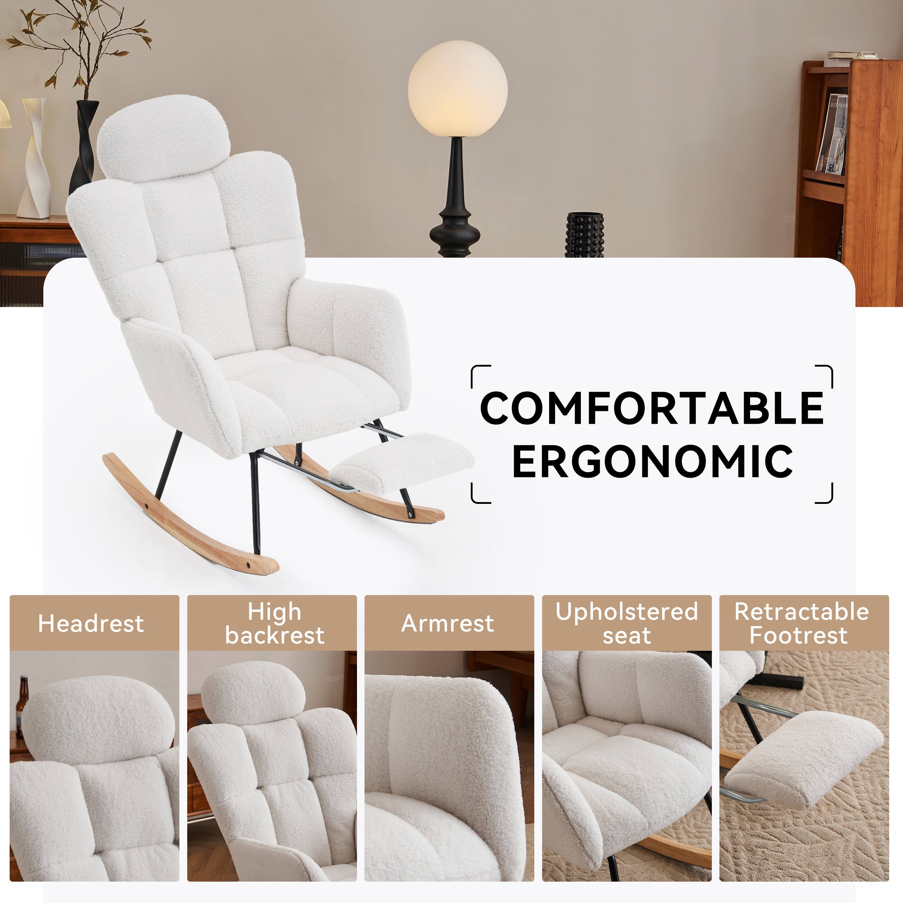 COMFORTABLE ERGONOMIC

- Headrest
- High backrest
- Armrest
- Upholstered seat
- Retractable Footrest