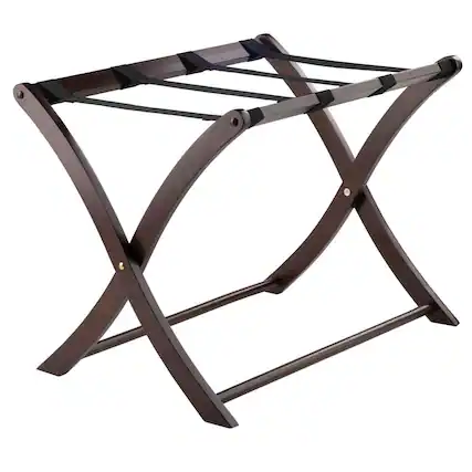 Front. FurniFact - Foldable Luggage Rack - Cappuccino.