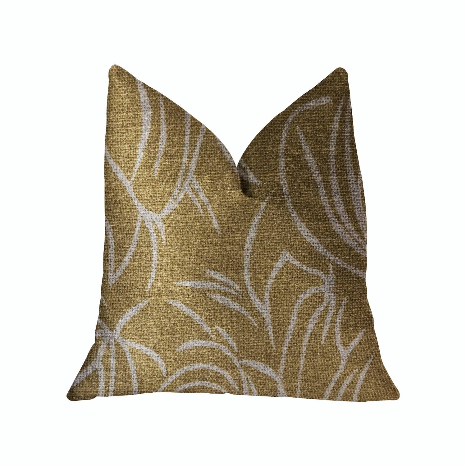 Front. Plutus Brands - Mira Mirage Luxury Throw Pillow - Double sided 22" x 22" - Gold.