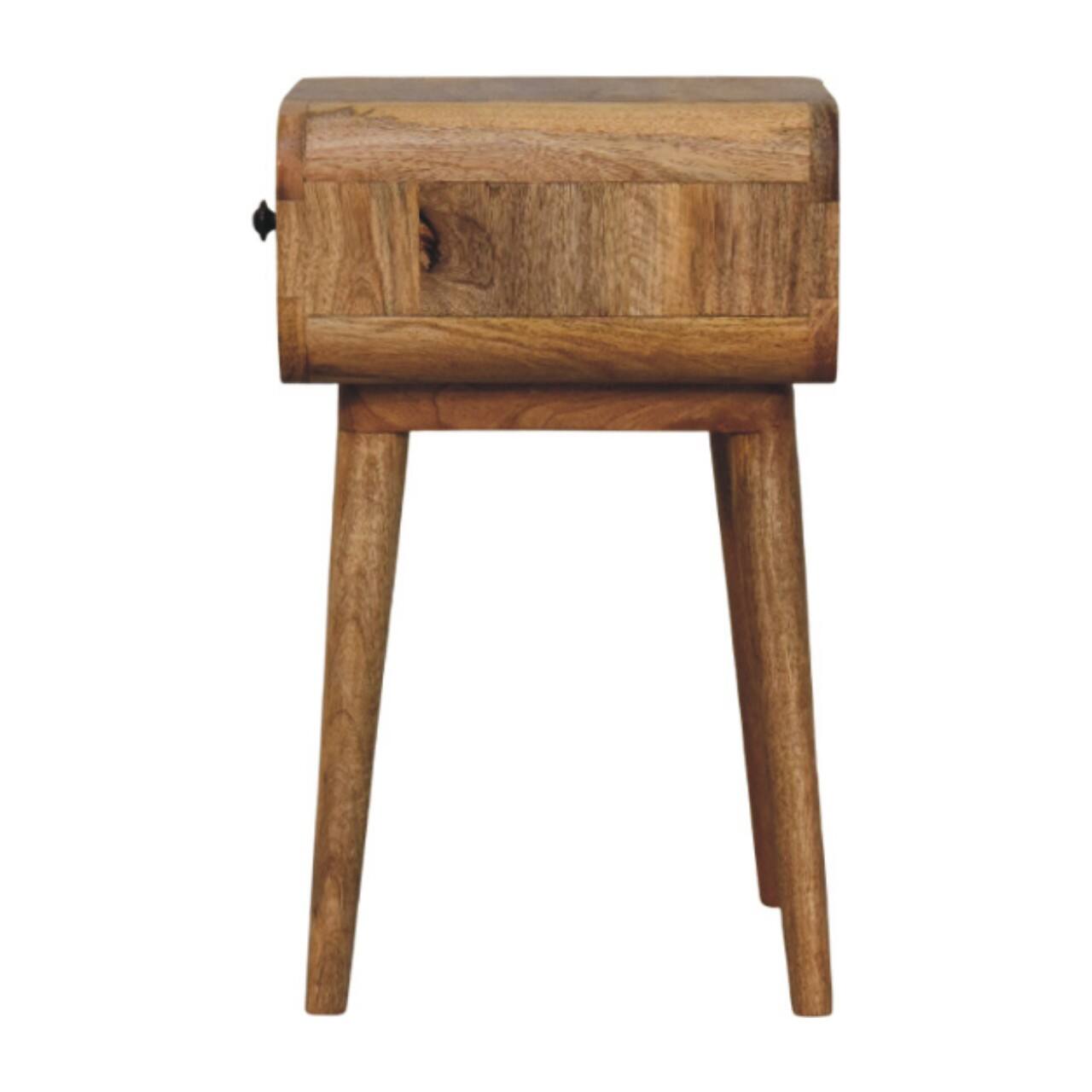 Alt View 4. Artisan Furniture - Artisan Furniture Solid Wood Avora Mini Oak-ish Nightstand with 1 drawer, Nordic Legs, Bown - Oak.