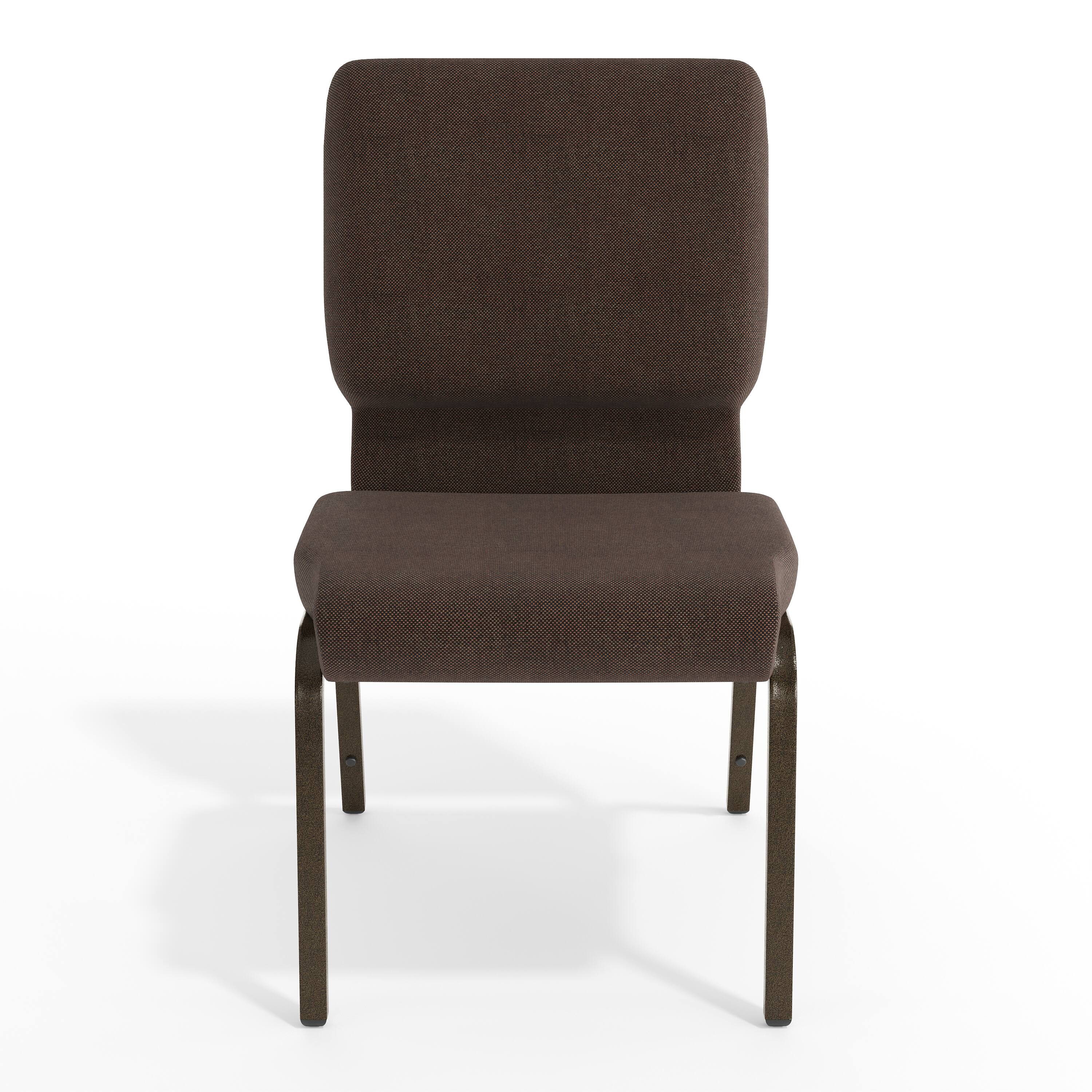 Alt View 9. Emma + Oliver - 18.5"W Stacking Church/Reception Guest Chair - Brown Fabric/Gold Vein Frame.