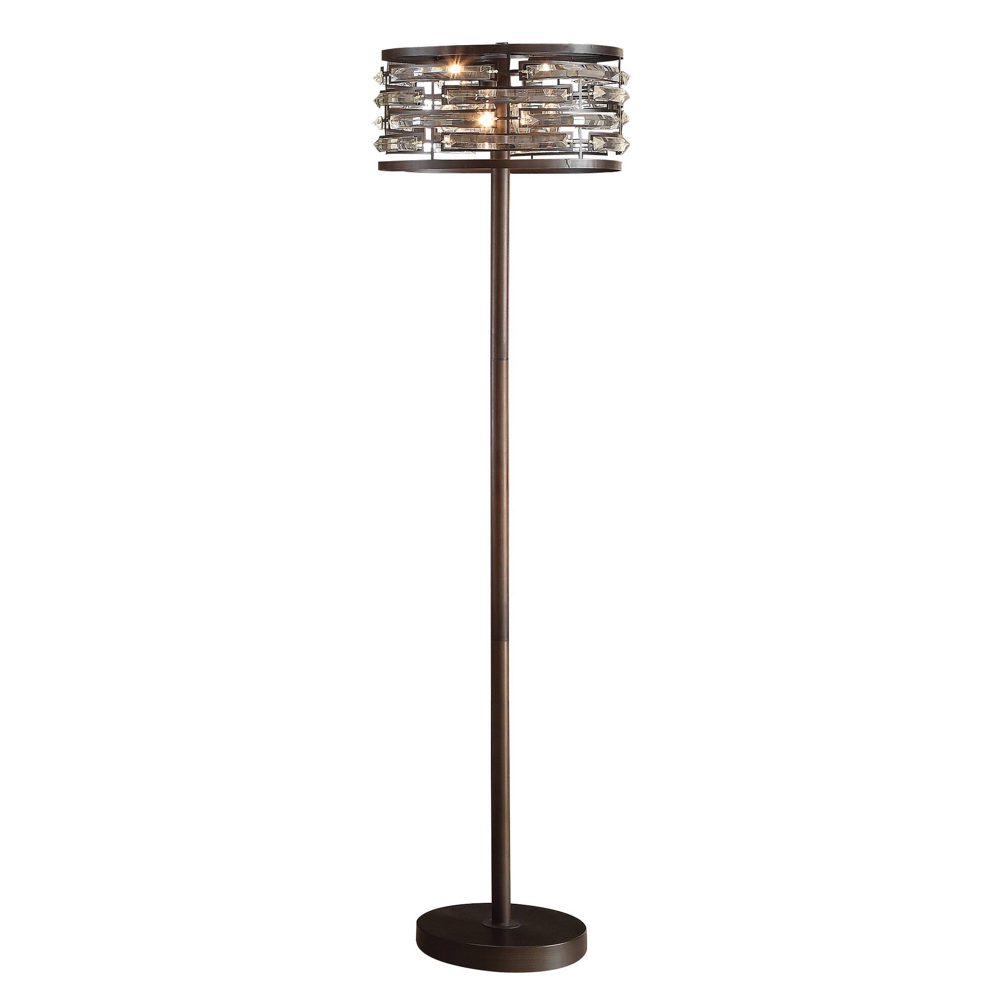 Front. Manhattan Lane - 60 Inch Floor Lamp with Crystal Drum Shade, Metal Base.