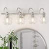 Front. PAIHOME - Bathroom Vanity Lighting Fixtures, 24" Modern Vanity Lights Over Mirror with Globe Glass Shade E26 Base Wall Sconce - Silver.