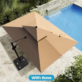 Crestlive Products - 12ft Aluminum Double Top Slide-tilt Cantilever Patio Umbrella with 350lbs Base - Brown