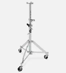 Latin Percussion - Double Conga Stand, Height-Adjustable Chrome-Plated Steel with Drum Separators, Braking Casters and Mounting Brackets