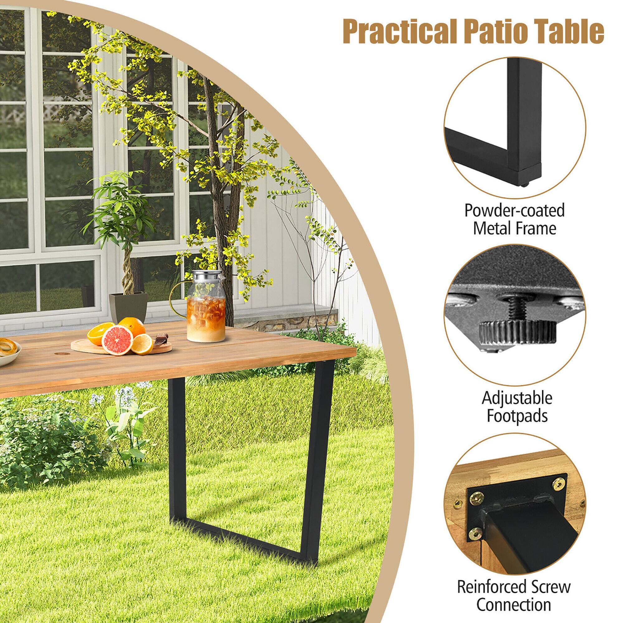 Practical Patio Table

- Powder-coated Metal Frame
- Adjustable Footpads
- Reinforced Screw Connection