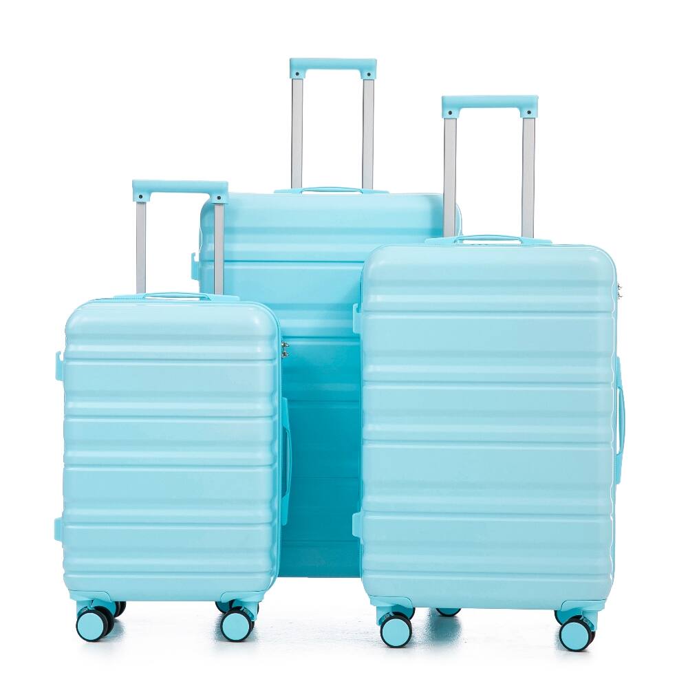 Alt View 10. Ropilly - Ropilly 3 Piece Luggage Set Hard Shell Suitcase with Spinner Wheels, Blue - Blue.