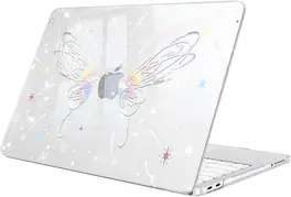 Fintie - Glitter Case for MacBook Neo 13 Inch (Model A3404, 2026 Release) Snap-On Hard Shell Cover, Slim Fit, Lightweight - Meteor Butterfly