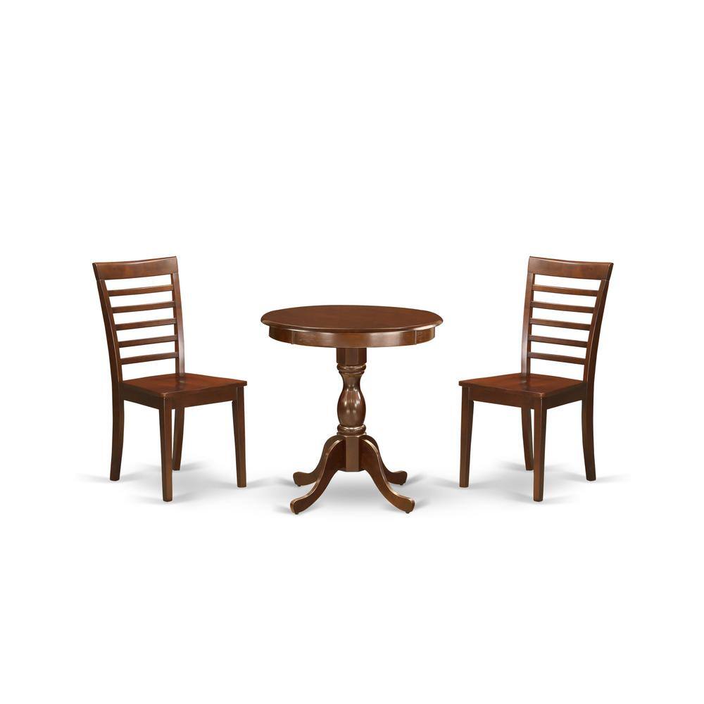 Left. East West Furniture - East West Furniture - ESML3-MAH-W - 3-Pc Modern Kitchen Dining Set - 2 Wooden Dining Room Chairs and 1 Kitchen Dining - Mahogany.
