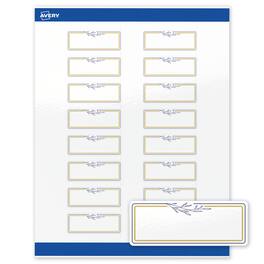 Avery - Labels, 1" x 2-5/8", Glossy Gold & Navy/Florals - White