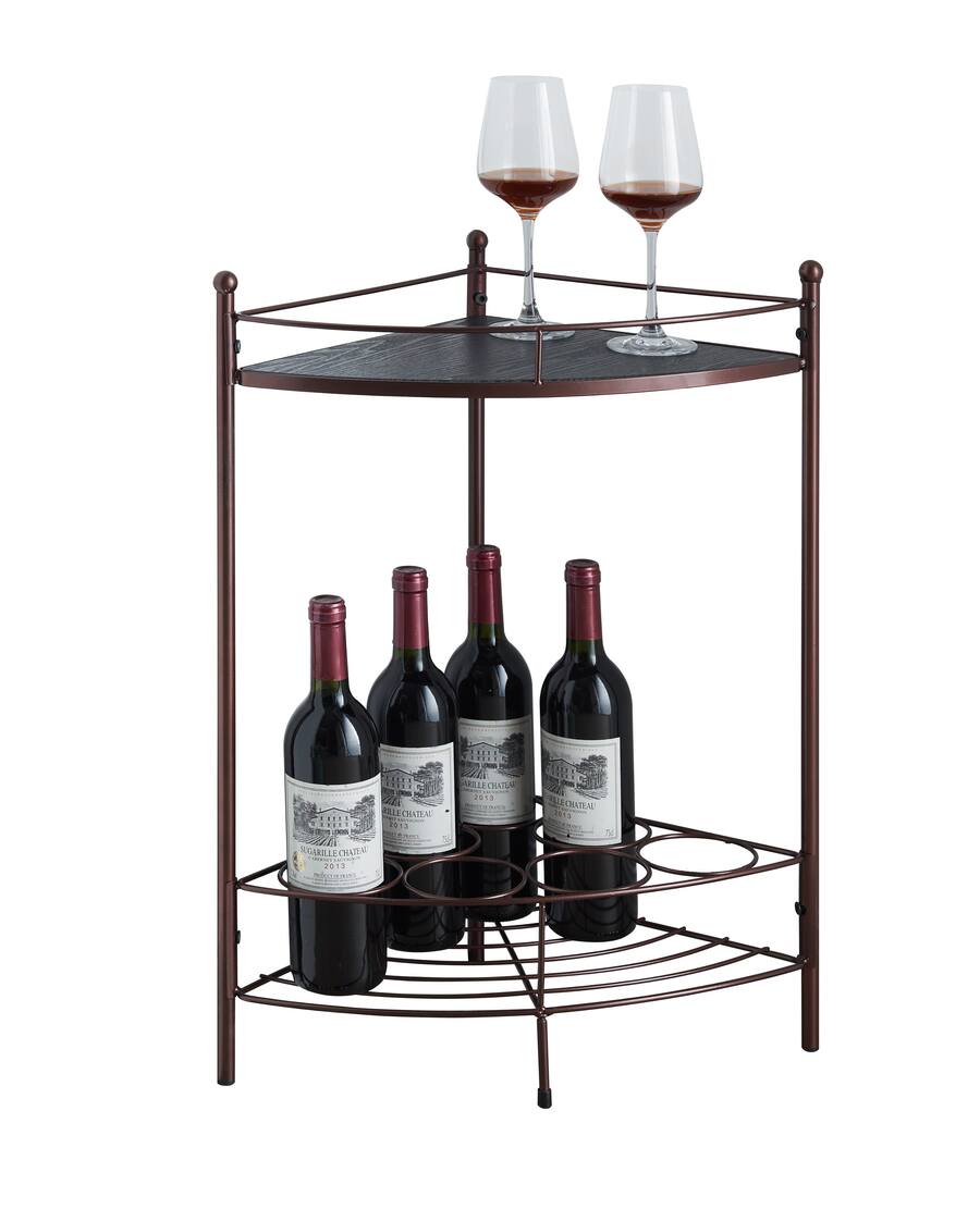 Kings Brand Furniture Dover Corner Wine Rack Table, Bronze Rust/Copper ...