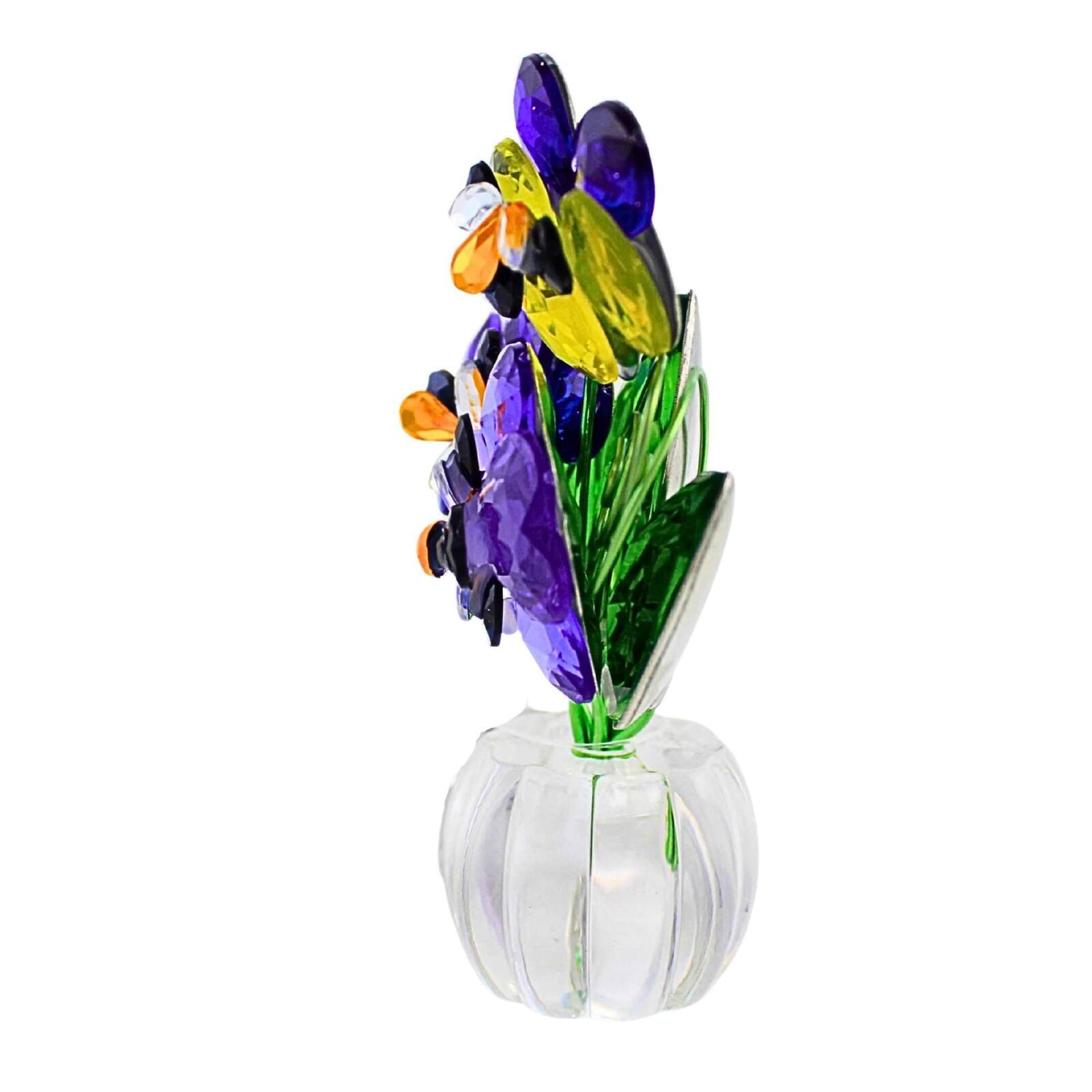 Alt View 1. Ganz - Ganz Pansy Posy Pot Acrylic Multicolored Flower Figurine 4 inch - Purple.