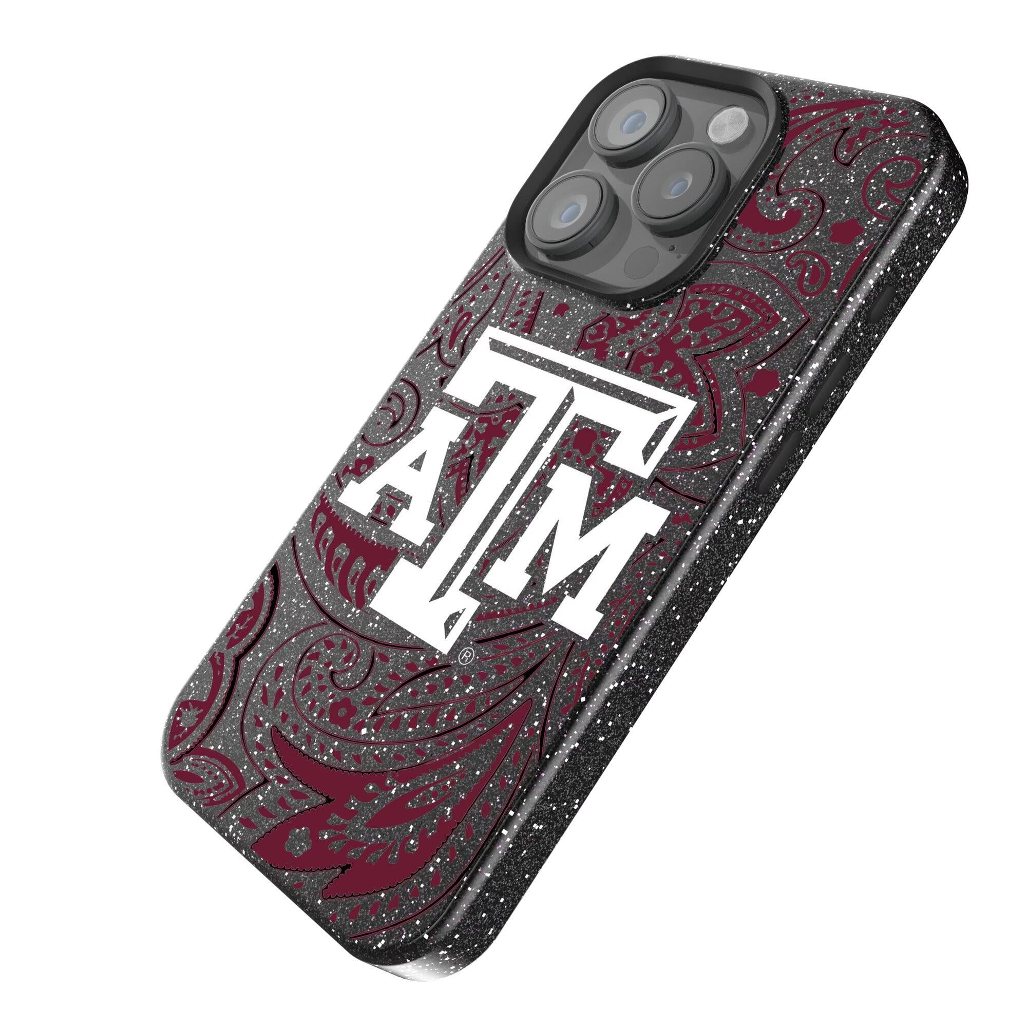 Alt View 1. Keyscaper - Texas A&M Aggies Paisley Bling iPhone Case - 14 Pro - Black.