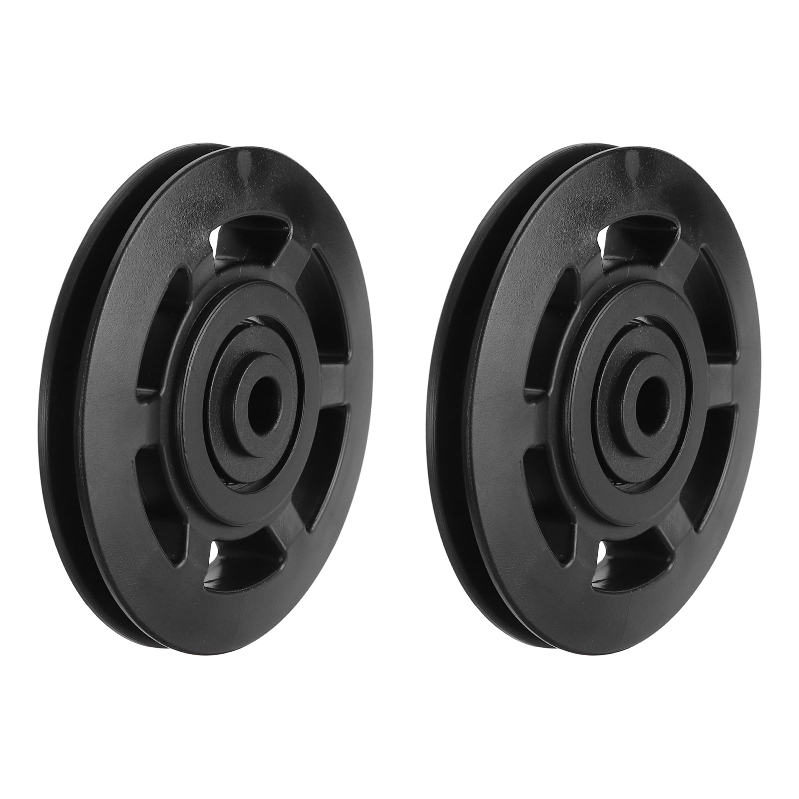 "Unique Bargains - 95mm/3.74"" Nylon Bearing Gym Pulley Wheel, 2pcs & Steel Shaft, for Cable Machine/Garage Door/Home Exercise - Black" price history on PriceWatchPro