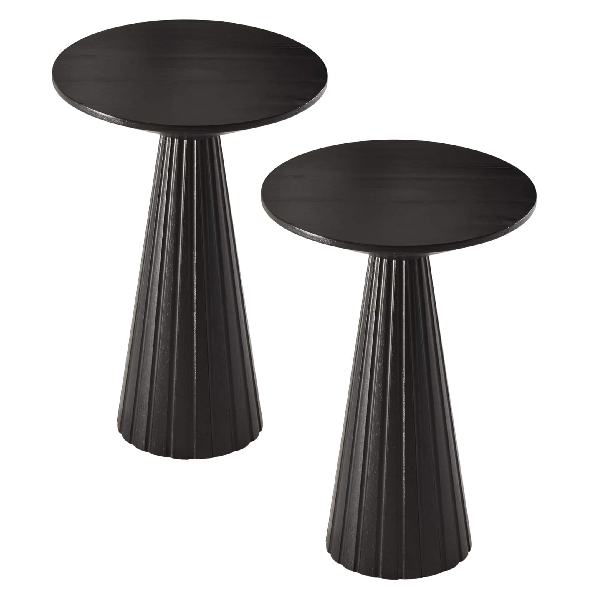 COZAYH - Pedestal Small Round Martini Table for Living Rooms or Bedrooms, Set of 2 - Black