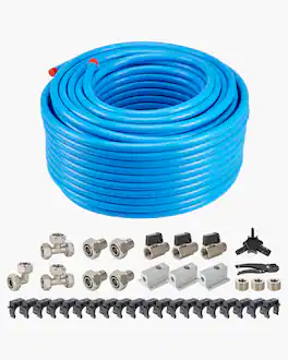 VEVOR - Air Compressor Line Kit, 300FT x 3/4", HDPE-Aluminum Compressed Air Piping System, Leak-Proof, Pressure-Resistant - Blue