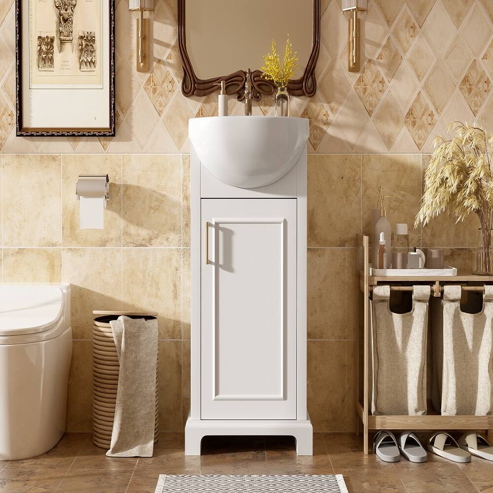 Alt View 8. Loheer - Loheer 20 inch bathroom vanity with sink, Freestanding Single Vanity White, French Style - White.