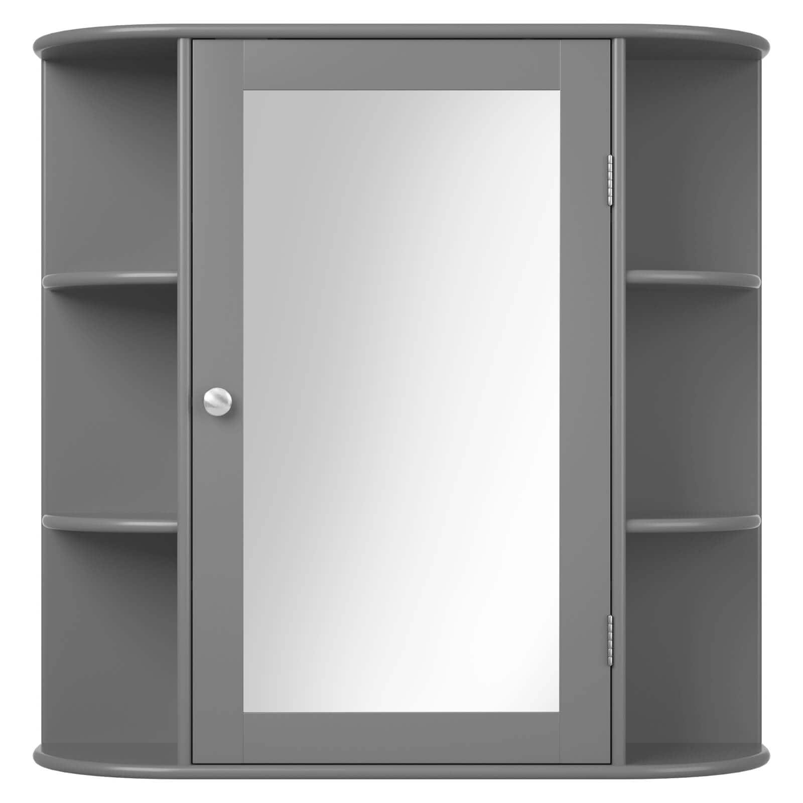 WELLFOR - Wall-Mounted Bathroom Mirror Cabinet with 4 Enclosed Shelves and 6 Open Shelves - Gray price history on PriceWatchPro