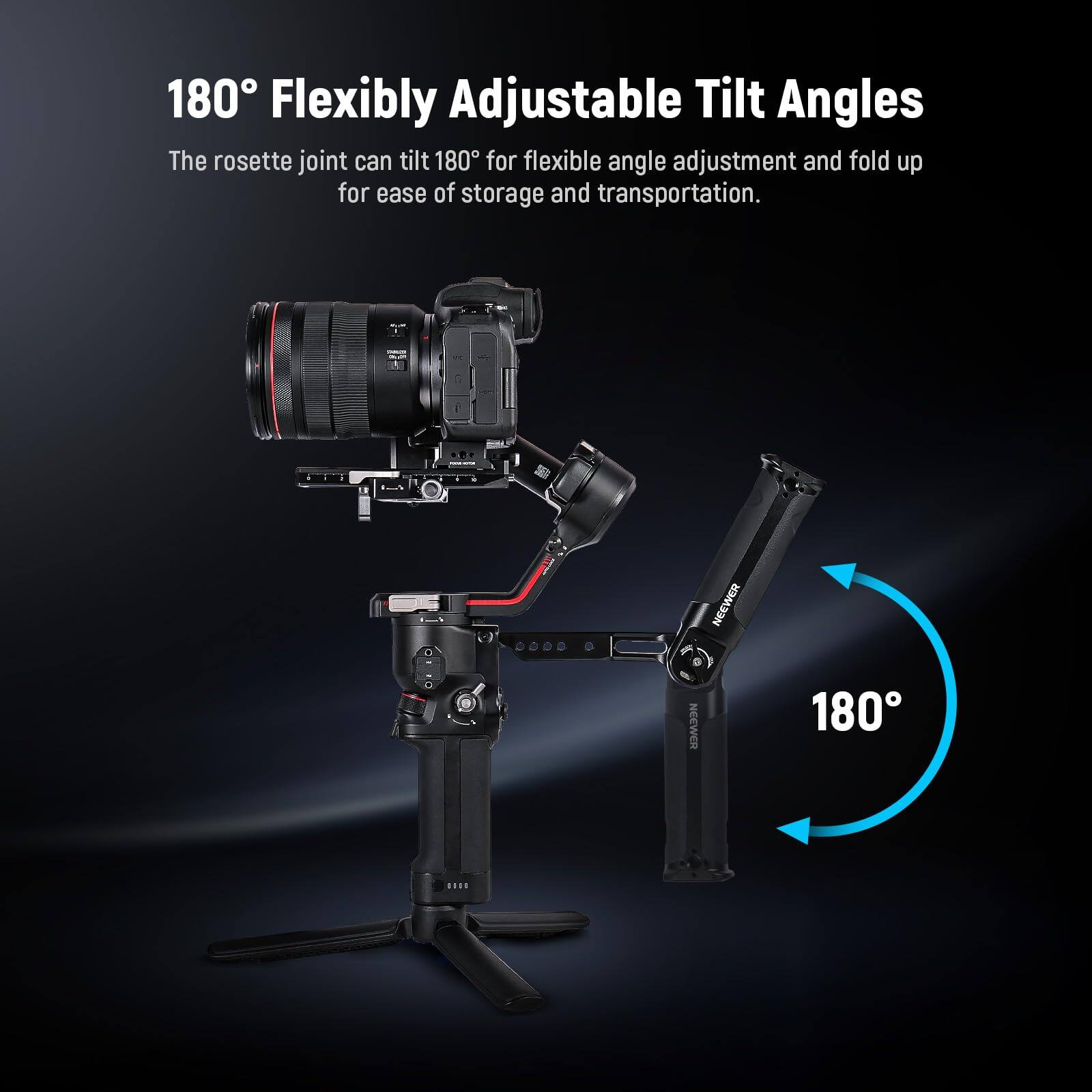 180° Flexibly Adjustable Tilt Angles

The rosette joint can tilt 180° for flexible angle adjustment and fold up for ease of storage and transportation.