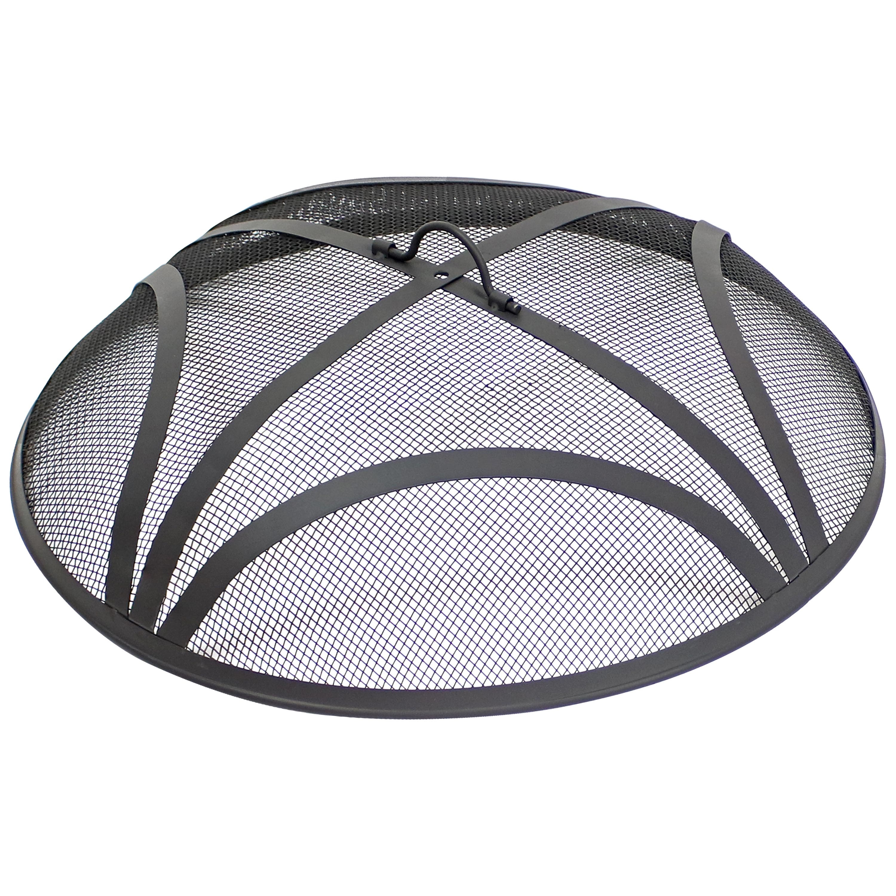 Sunnydaze - 22 in Reinforced Steel Mesh Round Fire Pit Spark Screen - Black