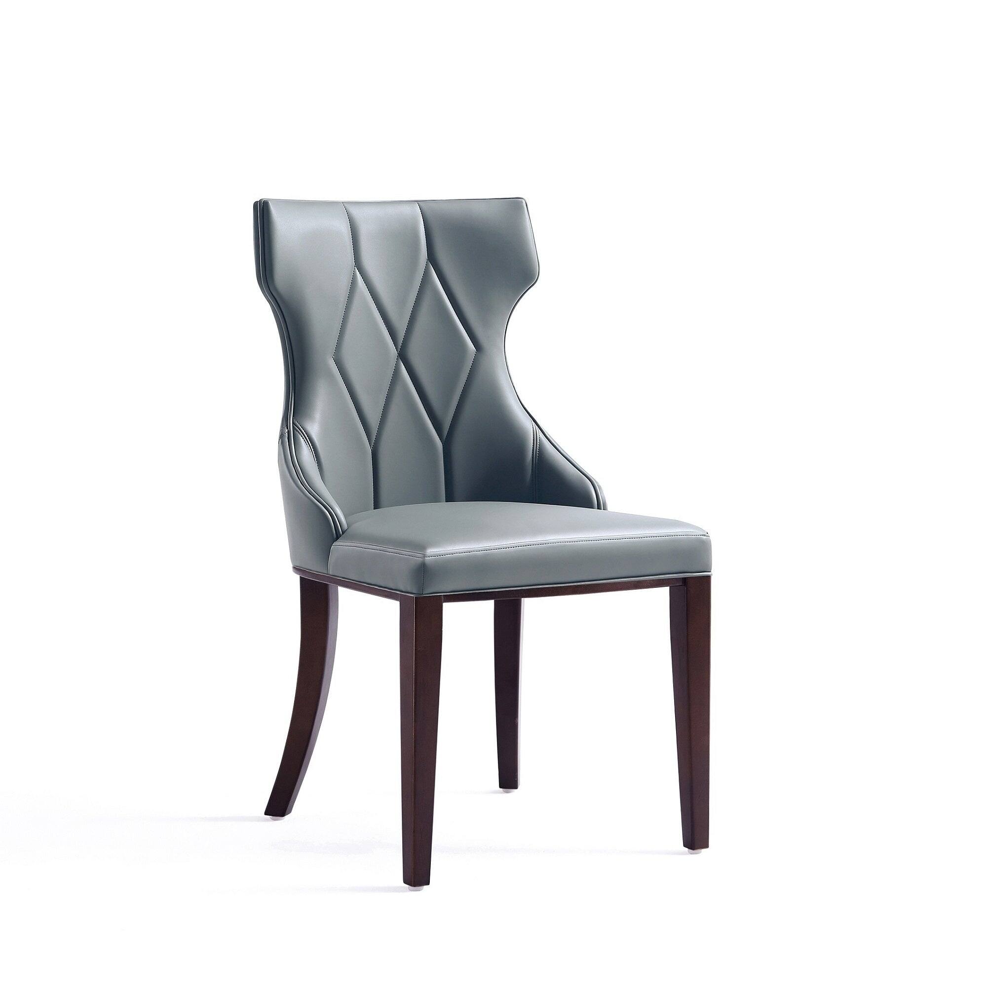 Back. Manhattan Comfort - Reine Traditional Wood Upholstered Dining Chair - Set of 2 - Gray.