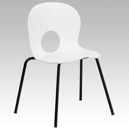 Emma + Oliver - Multipurpose Designer Plastic Cafe Stack Chair - White