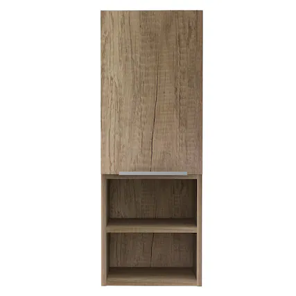 Front. TuHome - Mila Bathroom Cabinet, Two Interior Shelves, Two External Shelves, Single Door Cabinet - Pine.