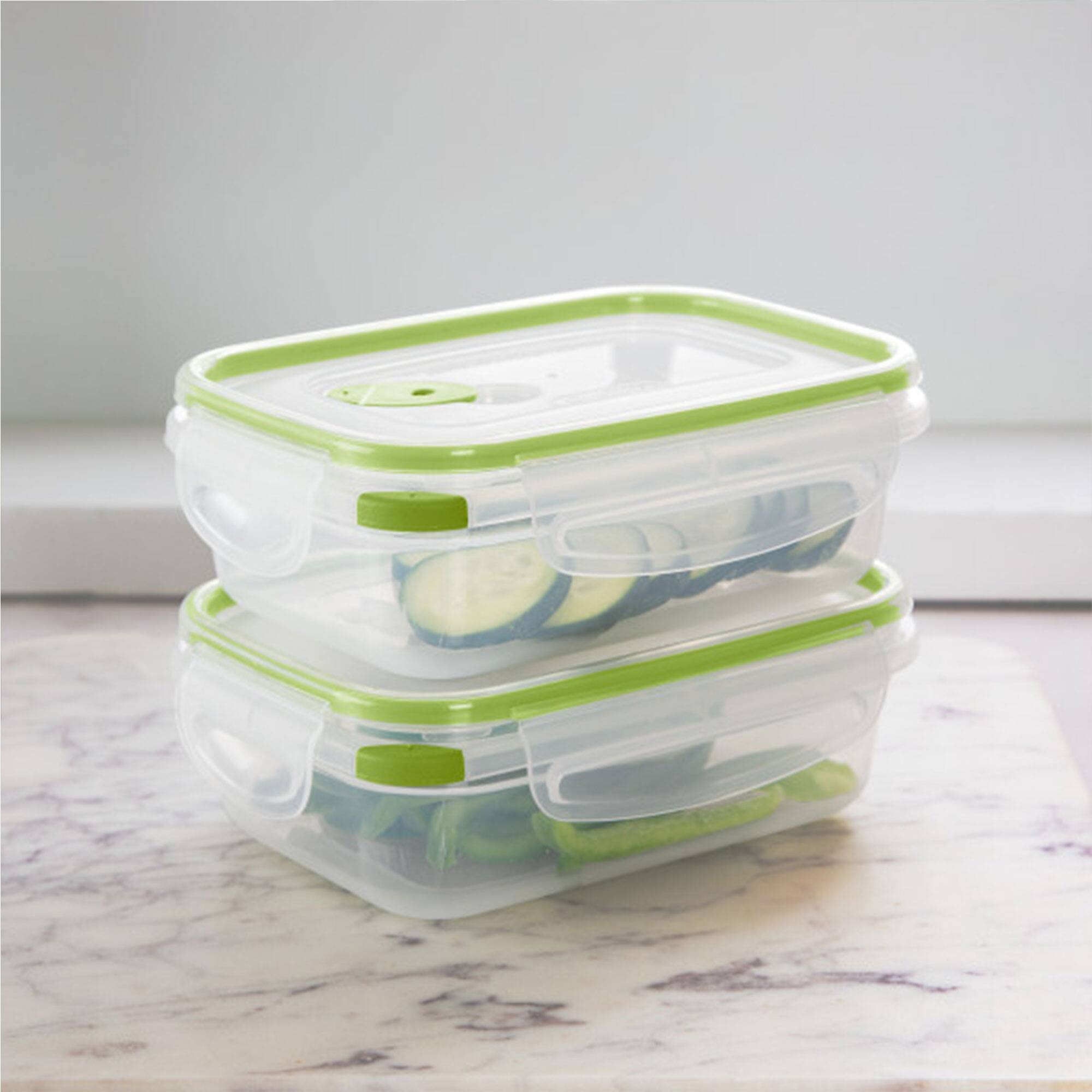 Alt View 4. Sterilite - Sterilite 3.1 Cup Rectangle Ultra-Seal Food Storage Container, Green (6 Pack) - Clear/Green lid.