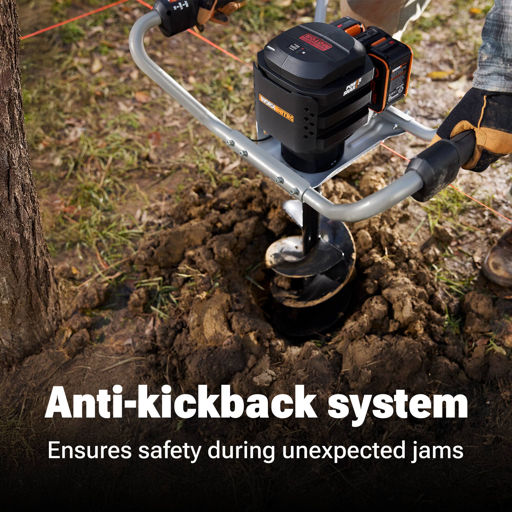 Anti-kickback system  
Ensures safety during unexpected jams