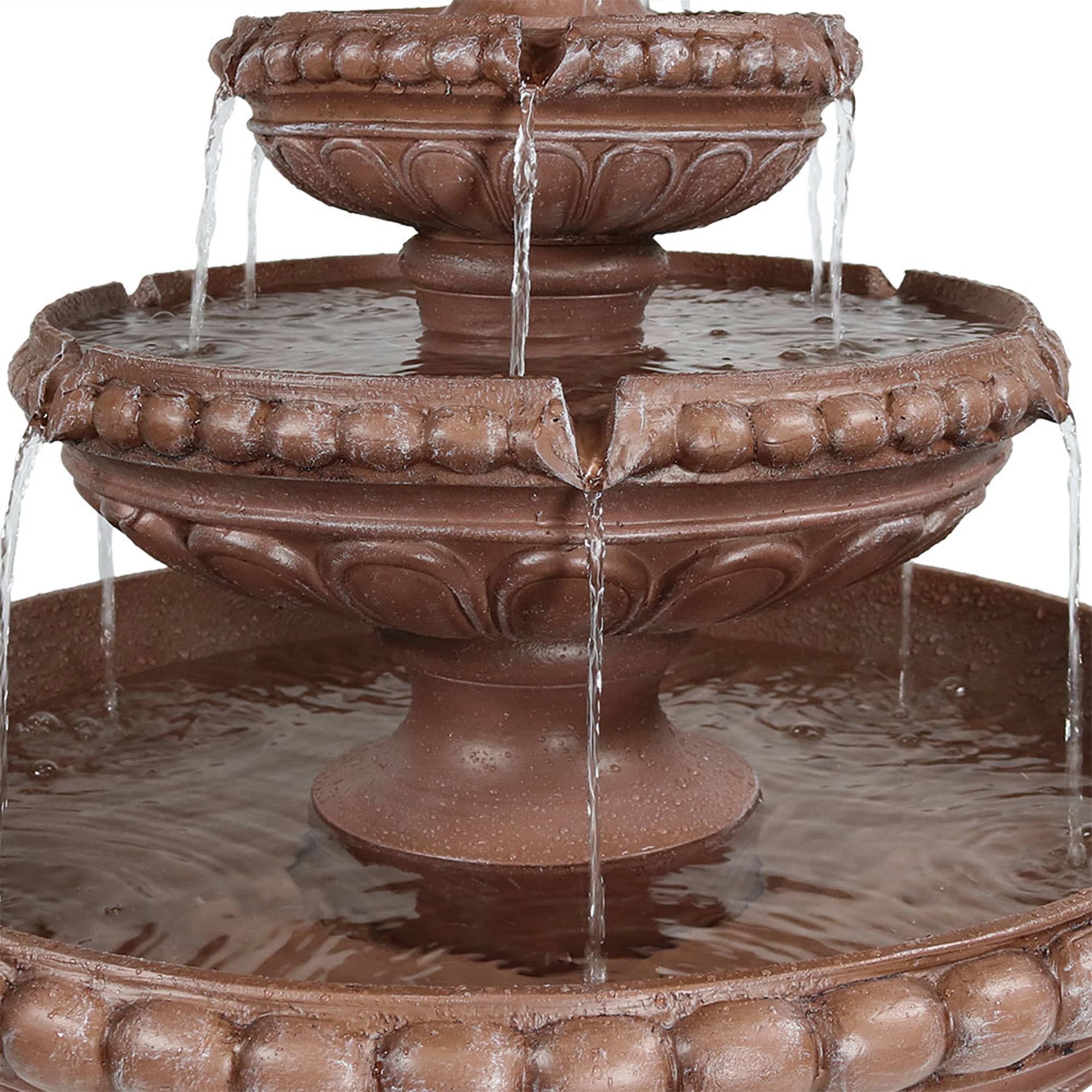 Alt View 9. Sunnydaze - Dove Pair Resin Outdoor 3-Tier Water Fountain - Brown.