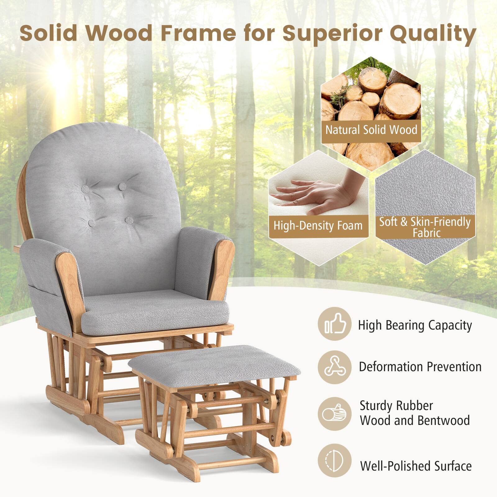 Solid Wood Frame for Superior Quality

- Natural Solid Wood
- High-Density Foam
- Soft & Skin-Friendly Fabric

- High Bearing Capacity
- Deformation Prevention
- Sturdy Rubber Wood and Bentwood
- Well-Polished Surface
