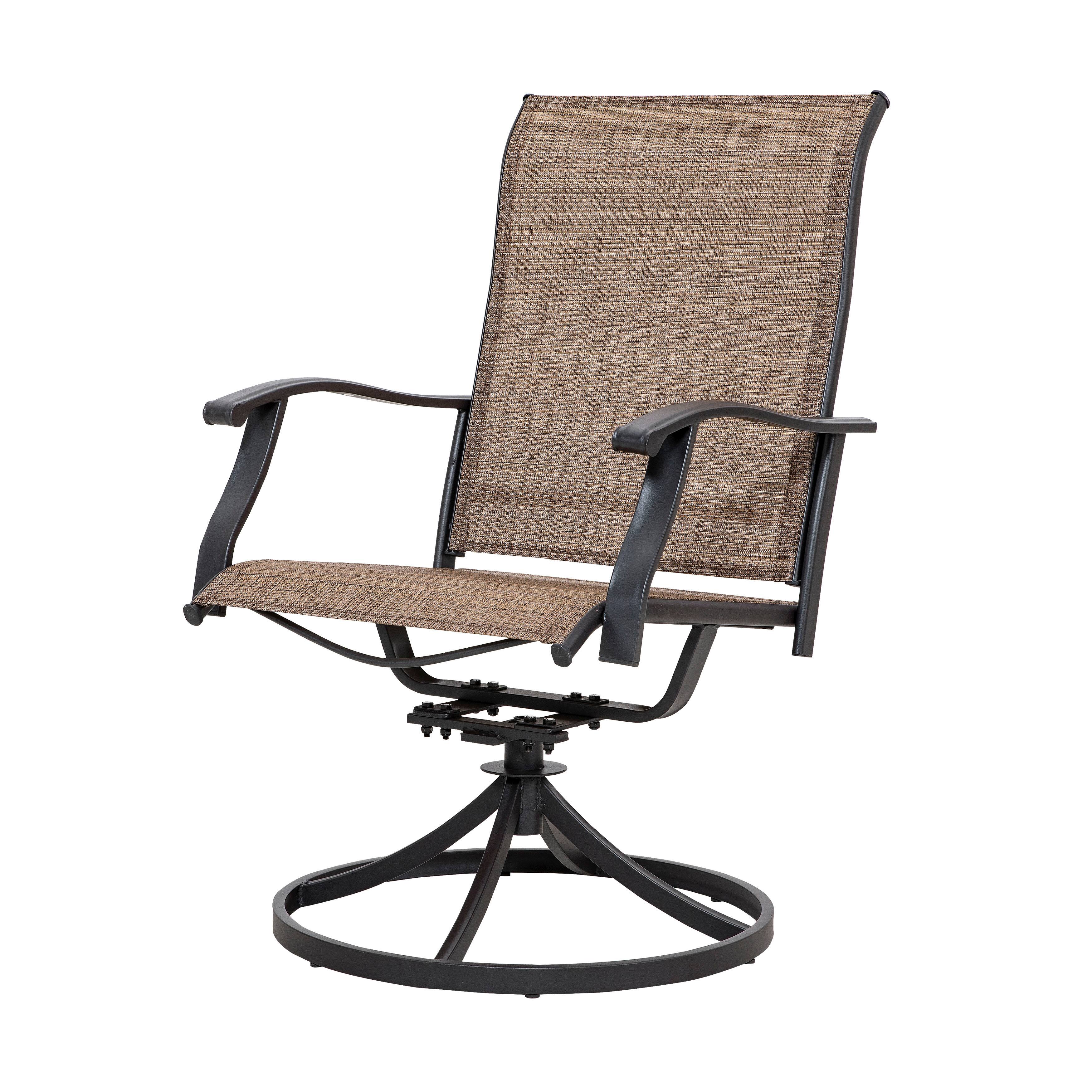 Alt View 9. Nuu Garden - Nuu Garden Outdoor Patio Swivel Chair Set of 2, Textilene Fabric Bistro Dining Chairs - Black&Brown.