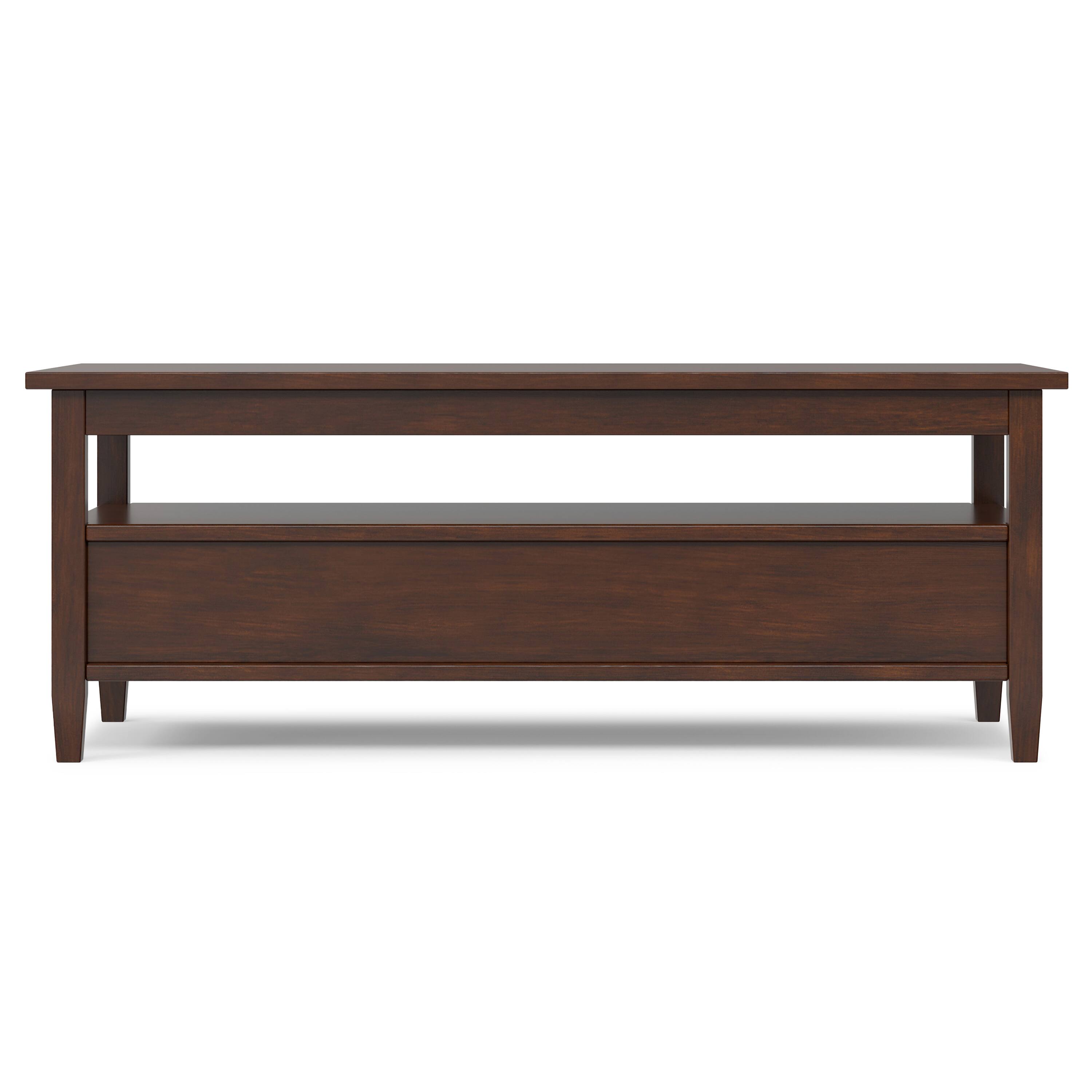 Alt View 1. Simpli Home - Warm Shaker Solid Wood 48 inch Wide Transitional Coffee Table in Russet Brown - Russet Brown.