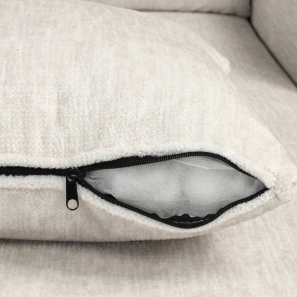 Alt View 4. LUCKY ONE - 111.8" U-Shaped Chenille Sectional Sofa w/ Movable Storage Ottoman 4-Piece - White.