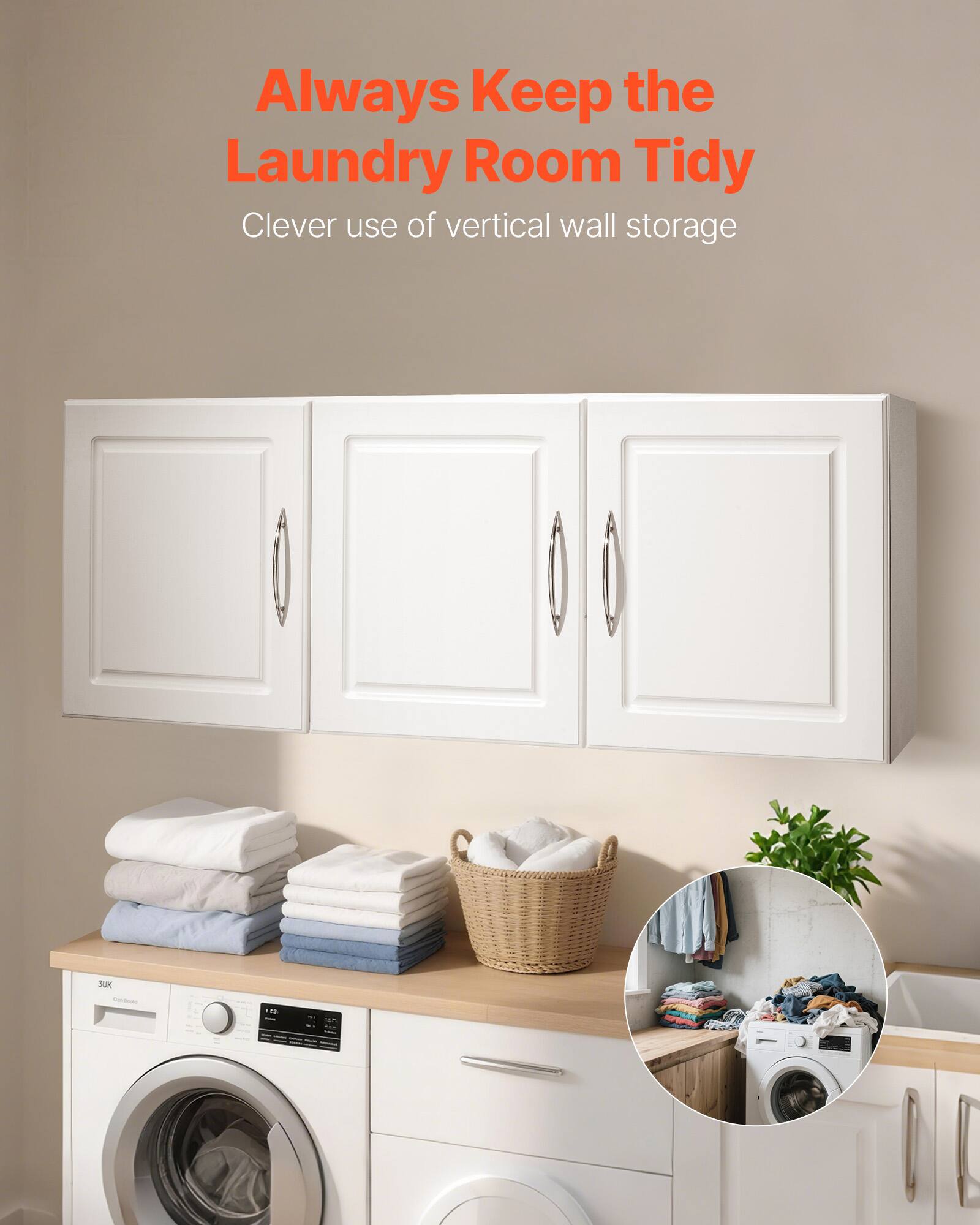 Always Keep the Laundry Room Tidy  
Clever use of vertical wall storage