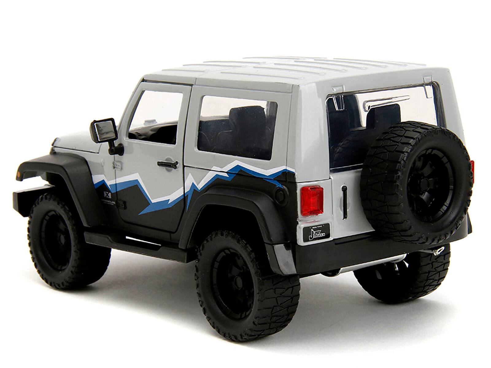 Alt View 5. Jada - 2007 Jeep Wrangler Gray and Black with Blue and White Stripes w/ Extra Wheels "Just Trucks" 1/24 Model Car by Jada - Multicolor.
