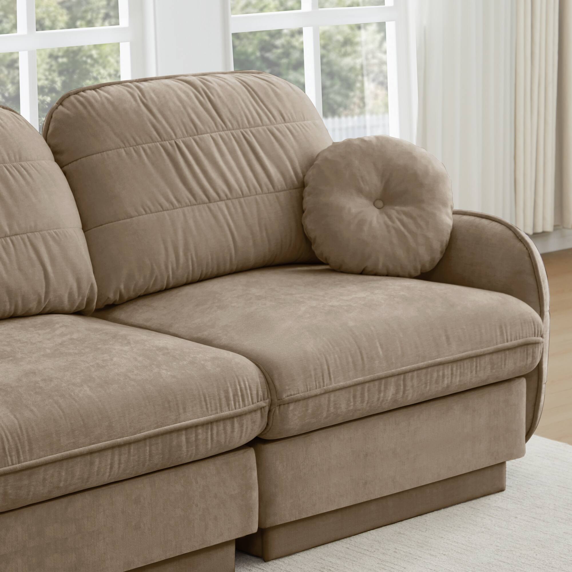 Alt View 5. LOVMOR - 105 inch Chenille Couch L Shaped Deep Seat Storage Ottoman Anti Slip For Living Room Apartment Lounge Plush TV - Light Coffee.