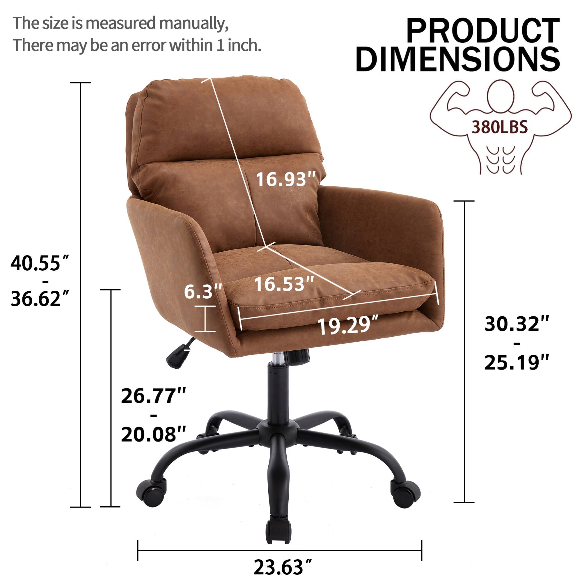 The size is measured manually, there may be an error within 1 inch.

PRODUCT DIMENSIONS

380LBS

- 40.55" (Height)
- 36.62" (Width)
- 16.93" (Depth)
- 16.53" (Seat Width)
- 19.29" (Seat Depth)
- 6.3" (Seat Height)
- 30.32" (Armrest Height)
- 25.19" (Armrest Width)
- 26.77" (Base Width)
- 20.08" (Base Depth)
- 23.63" (Base Width)