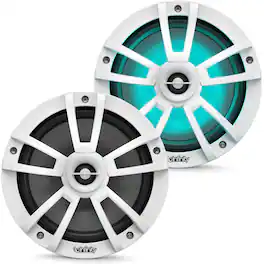 Infinity - 822MLW Marine 8 Inch RGB LED Coaxial Speakers - White - Black/Gray
