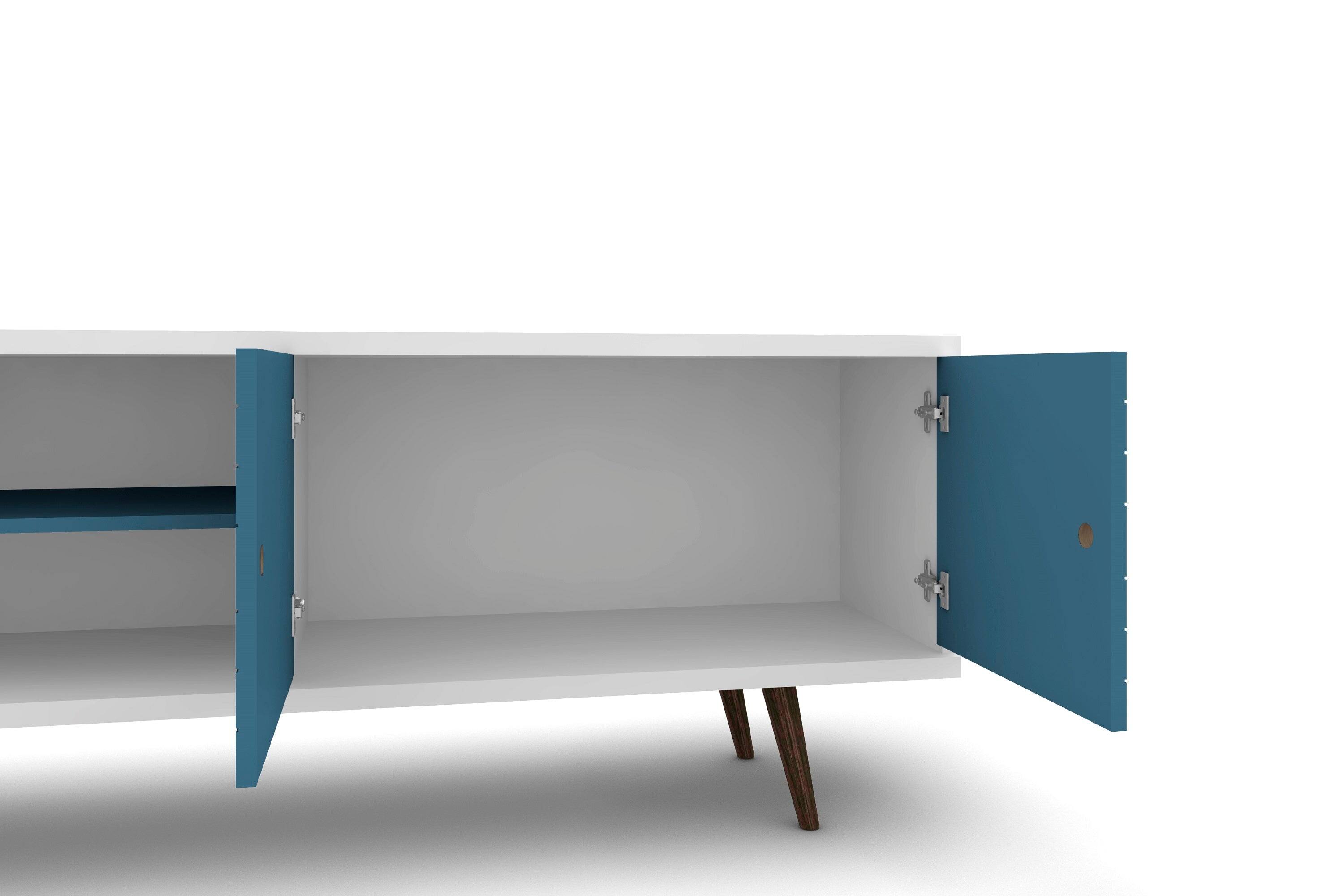 Back. Manhattan Comfort - Liberty Mid-Century Modern 63" TV Stand in Blue Slate and White - Blue Slate and White.