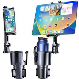 TECH SAFARI - Cup Holder Phone Tablet Mount 1 Car With Expander Long Arm For 360 rotation Compatible Ipad All Smartphones - Default