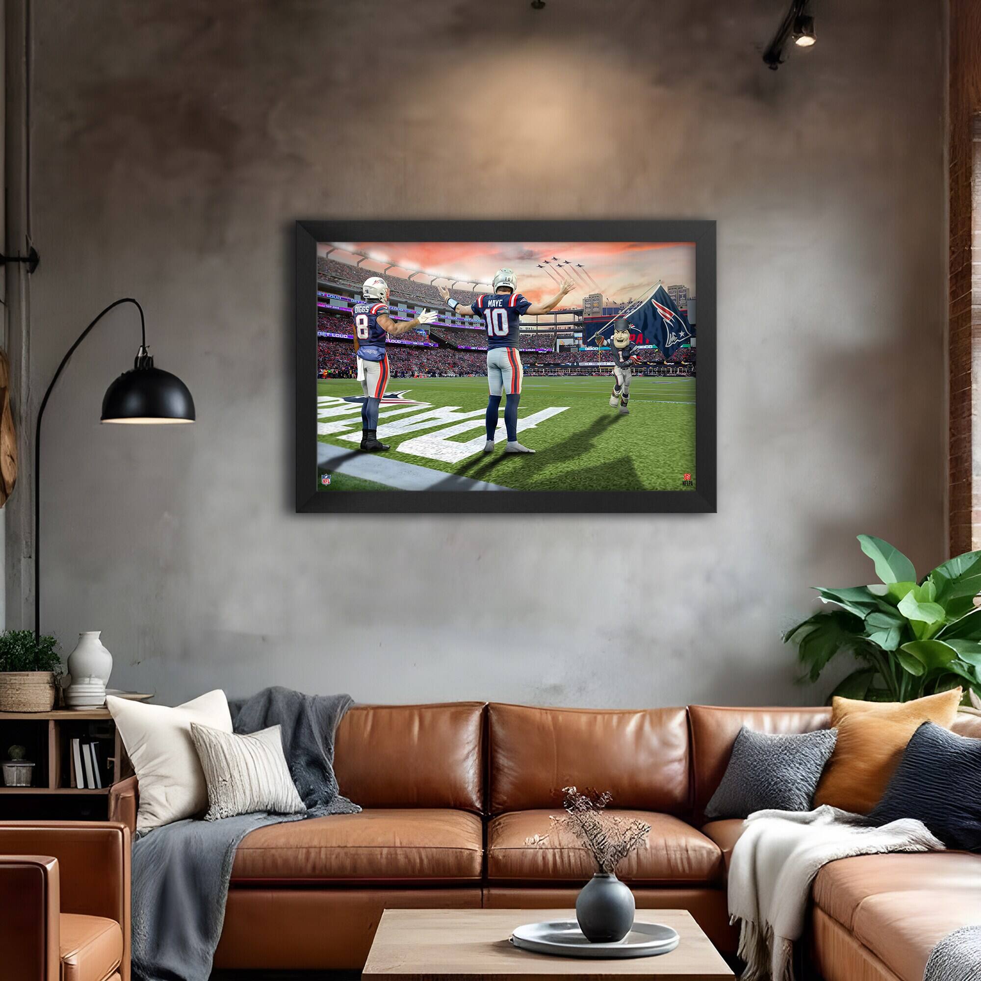 Alt View 1. Sporticulture - Stefon Diggs and Drake Maye Framed Two-Player Art Print - Blue.