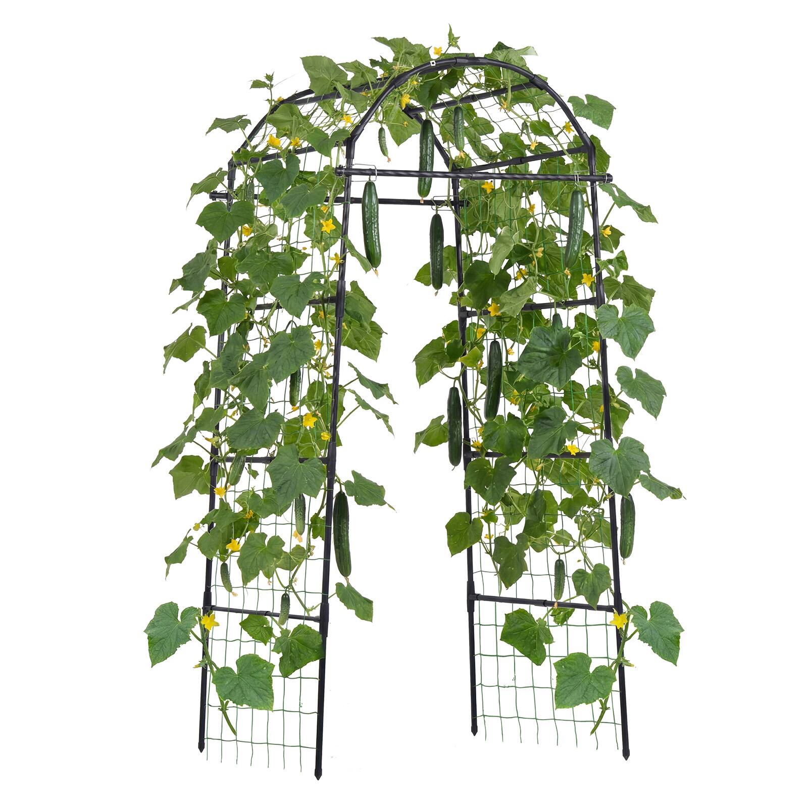 Alt View 5. VEVOR - Cucumber Trellis, U-Shape Garden Trellises for Raised Bed, Metal Arch Plant Support for Vine, Climbing Plants Outdoor - Black.