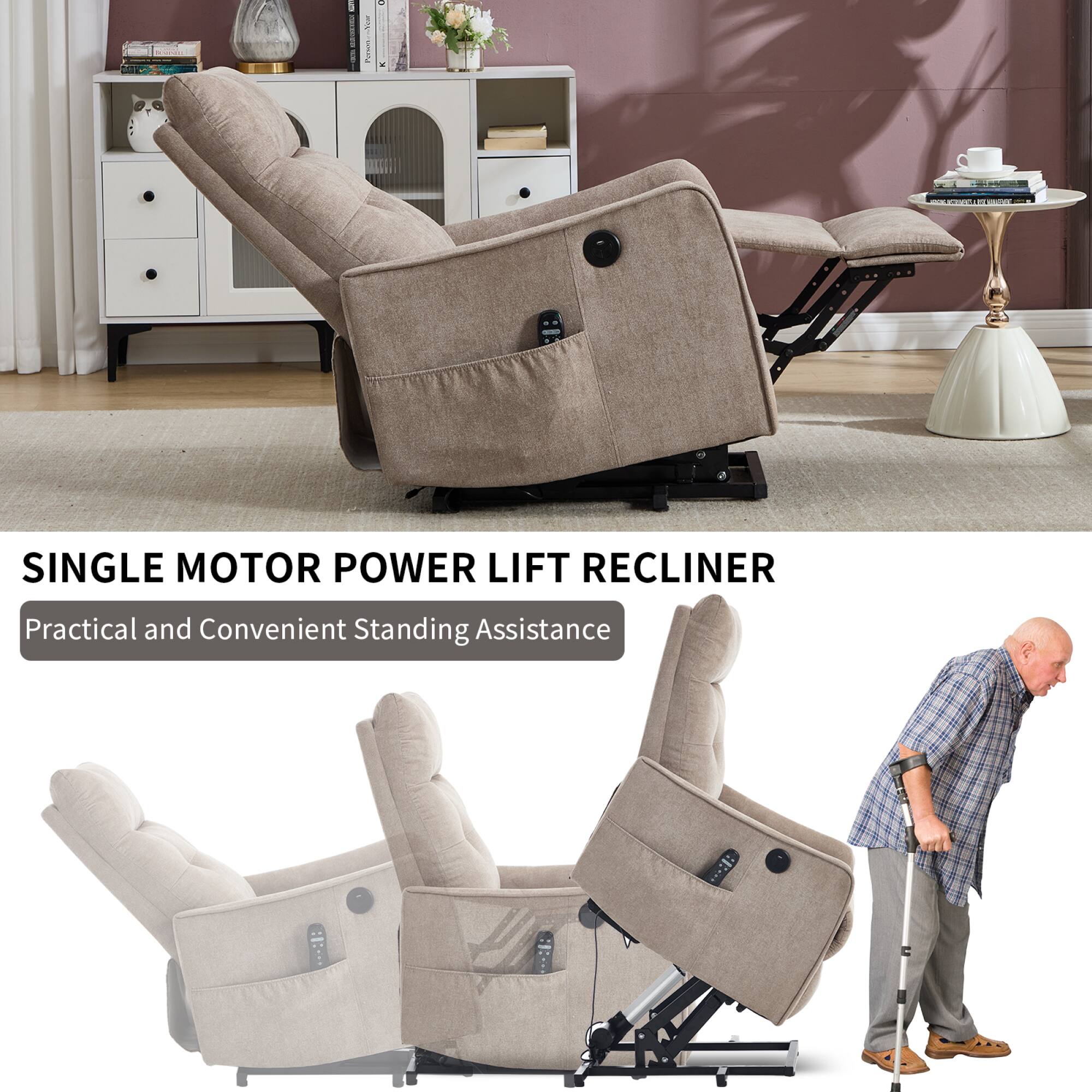 **SINGLE MOTOR POWER LIFT RECLINER**

Practical and Convenient Standing Assistance