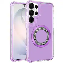 Kitcheniva - Bling Hybrid Magnetic Charging Case With Tempered Glass For Samsung S26 Ultra - Purple