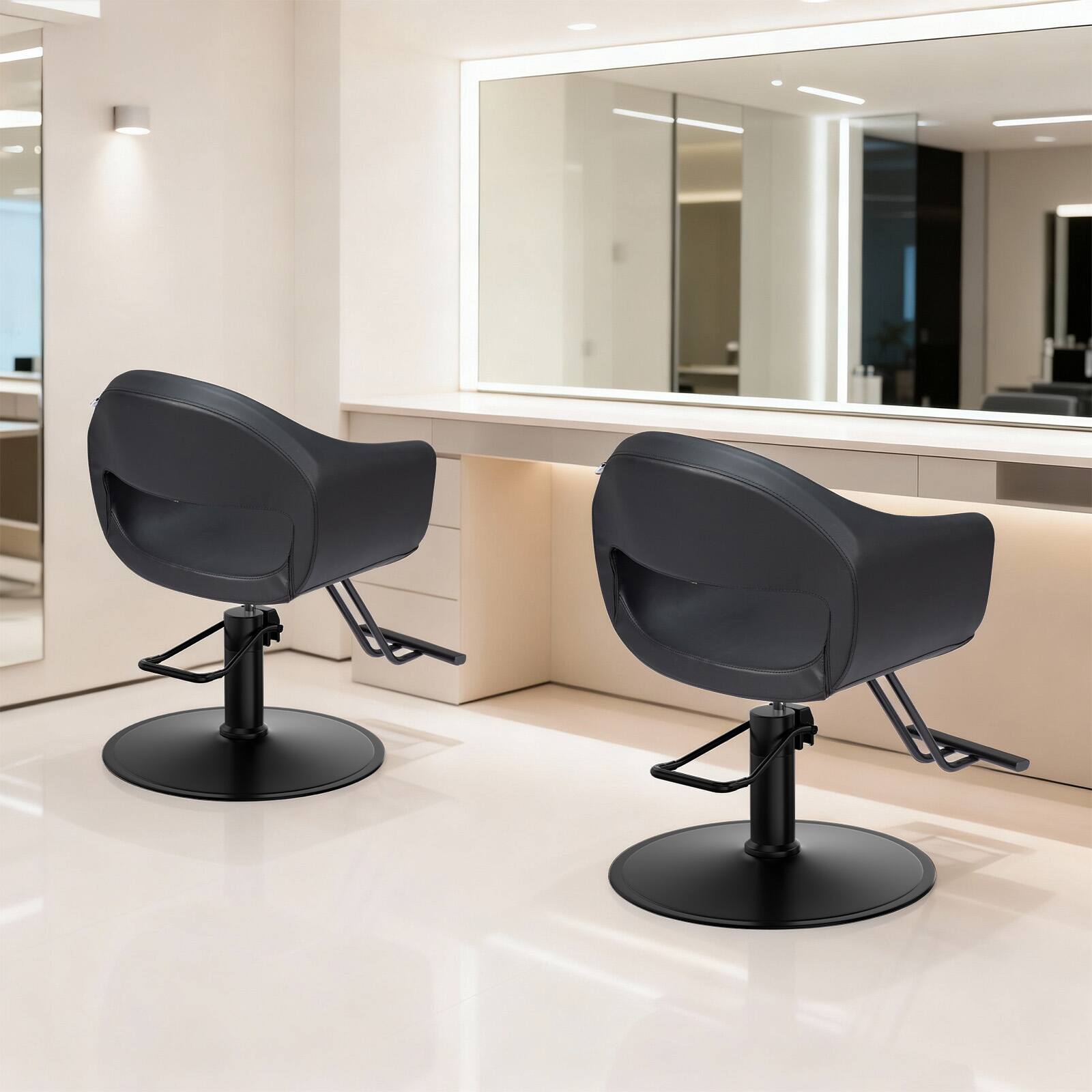 Alt View 5. Winado - Professional Salon Styling Chair with 360 Degree Swivel, Footrest, Padded Seat, Hydraulic Pump for Hair Stylist Beauty - Black.