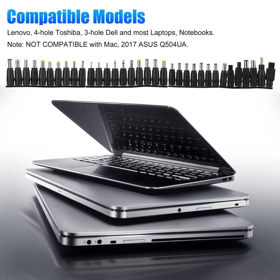 Compatible Models  
Lenovo, 4-hole Toshiba, 3-hole Dell and most Laptops, Notebooks.  
Note: NOT COMPATIBLE with Mac, 2017 ASUS Q504UA.