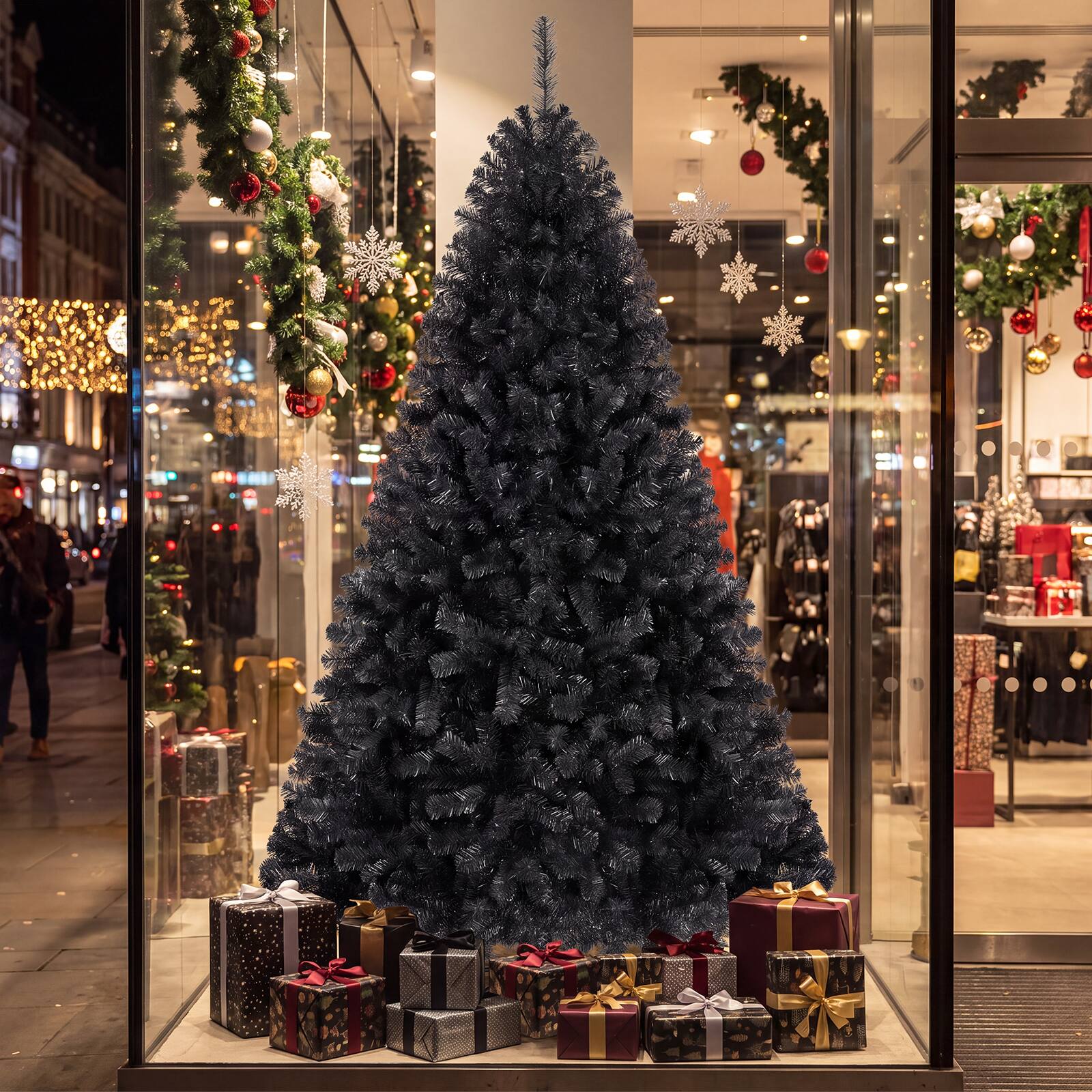 Alt View 5. Gymax - Gymax 6 FT Black Artificial Christmas Tree, Premium Hinged Halloween Xmas Tree Black - Black.