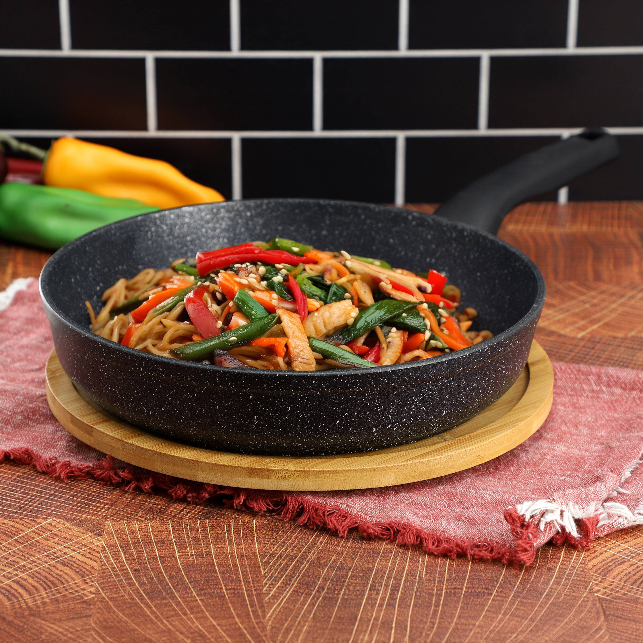 Alt View 4. Korkmaz - Korkmaz Ornella Nonstick 10 Inch Aluminum Frying Pan in Granite Black - Granite Black.