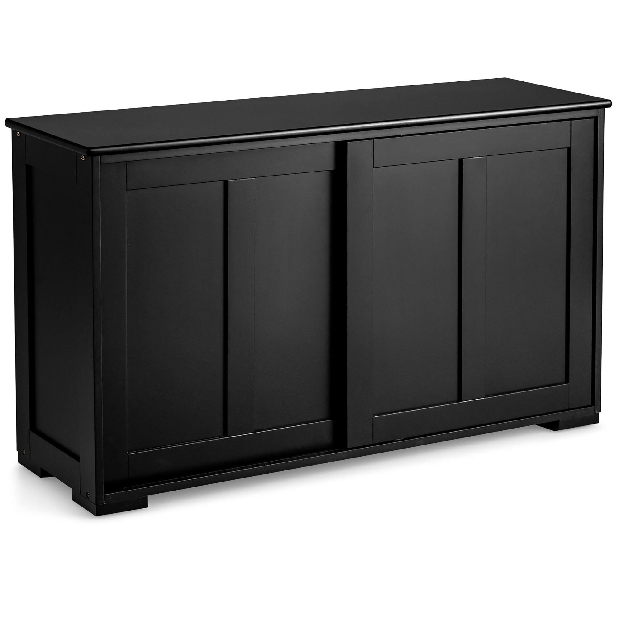 Alt View 1. Costway - Kitchen Storage Cabinet Sideboard Buffet Cupboard Wood Sliding Door Pantry - Black.